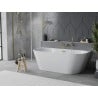 Mexen Oval Slim freistehende halbanliegende Badewanne 170 x 80 cm, weiß, Überlauf gold - 52661708000-50