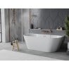 Mexen Oval Slim baignoire autoportante adossée 170 x 80 cm, blanche, trop-plein cuivre brossé - 52661708000-65