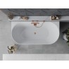 Mexen Oval Slim baignoire autoportante adossée 170 x 80 cm, blanche, trop-plein en cuivre brossé - 52661708000-65