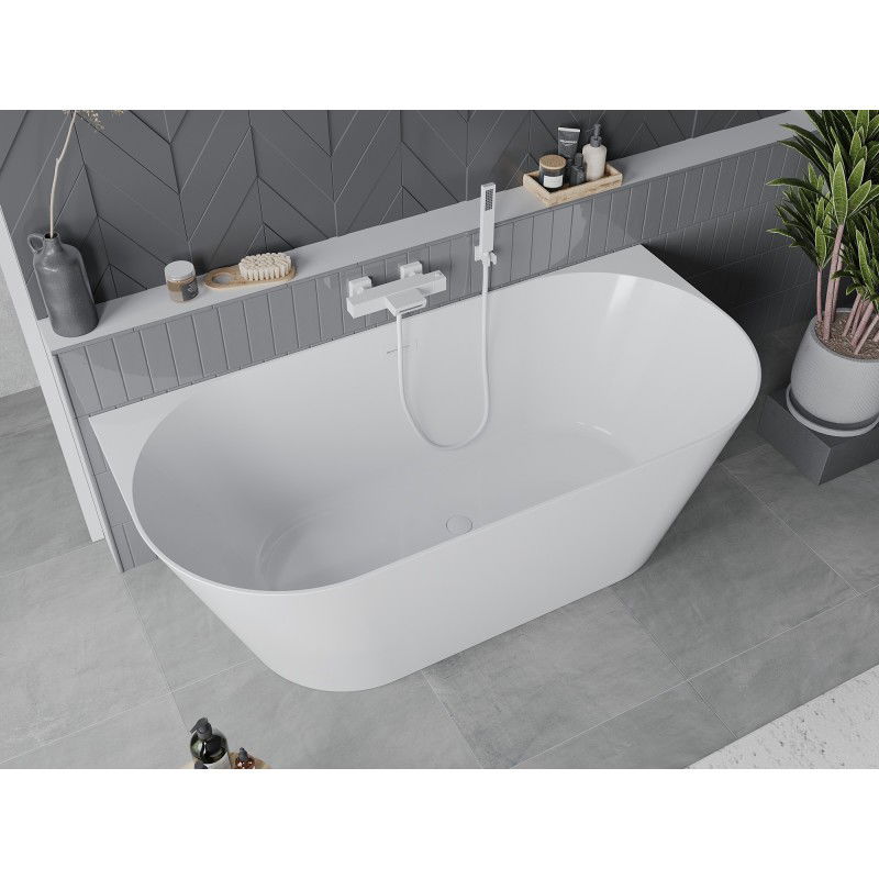 Mexen Oval Slim baignoire autoportante murale 170 x 80 cm, blanc, trop-plein blanc - 52661708000-20