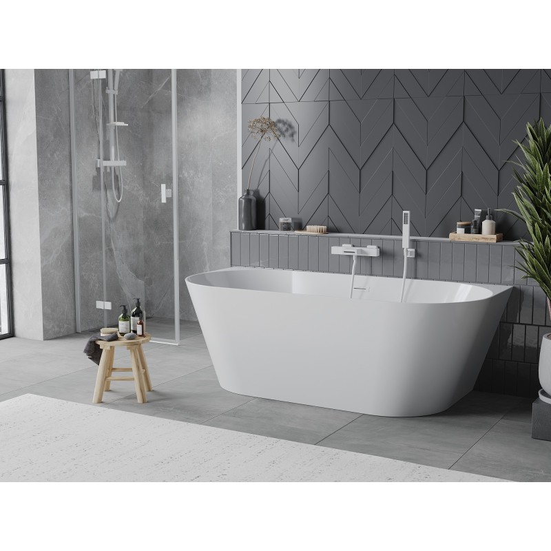 Mexen Oval Slim wanna wolnostojąca przyścienna 170 x 80 cm, biała, przelew biały - 52661708000-20