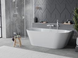 Mexen Oval Slim freistehende wandnahe Badewanne 170 x 80 cm, weiß, Überlauf weiß - 52661708000-20