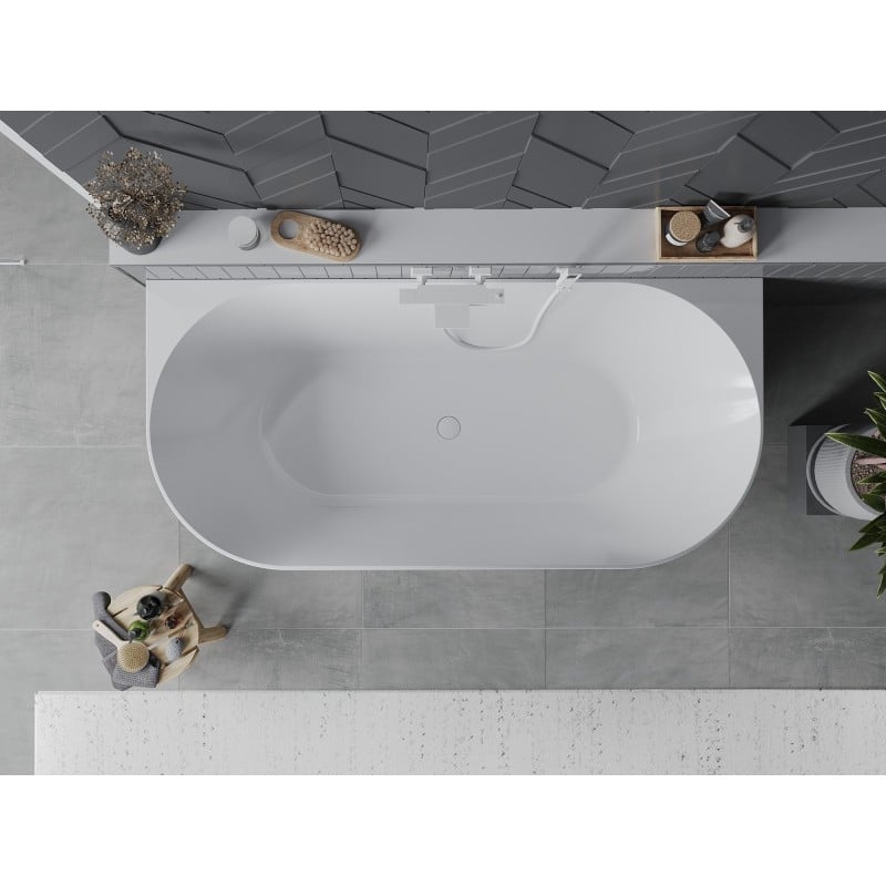 Mexen Oval Slim wanna wolnostojąca przyścienna 170 x 80 cm, biała, przelew biały - 52661708000-20
