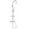 Mexen KT67 exposed shower set with overhead shower and thermostatic mixer, chrome/white - 771506793-00