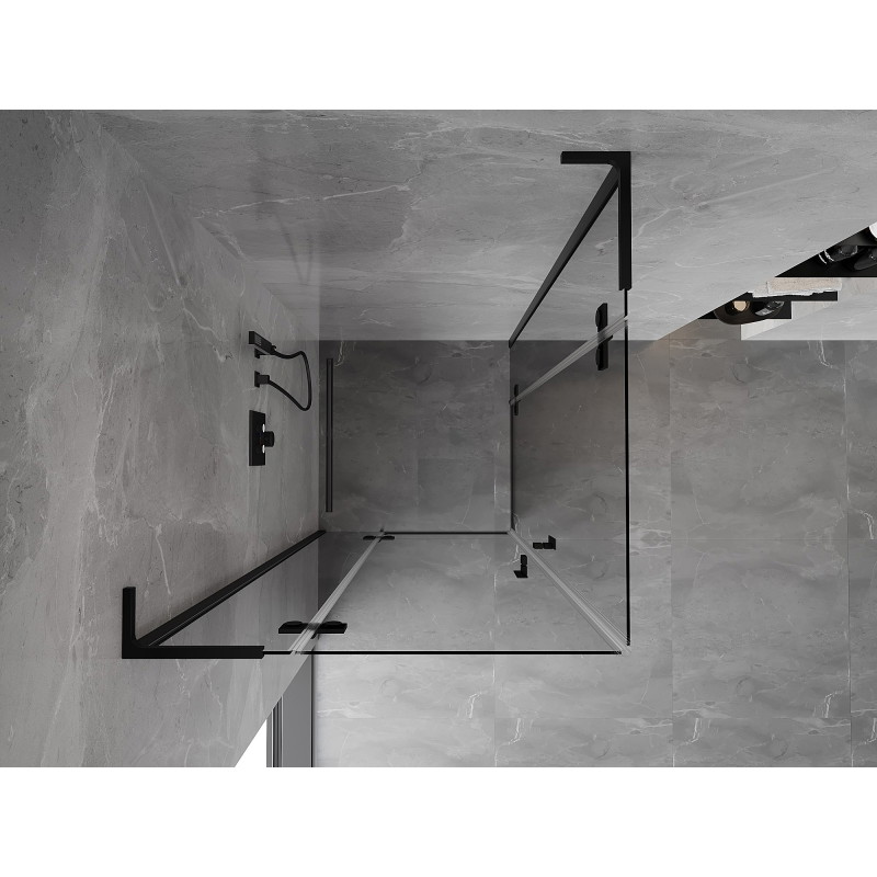 Mexen Mist-H L Duo dušikabiin, tiibuks 90 x 90 cm, läbipaistev, must - 8A5L-090L-090P-70-00