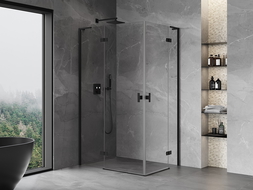 Mexen Mist-H L Duo Duschkabine schwenkbar 100 x 75 cm, transparent, schwarz - 8A5L-100L-075P-70-00
