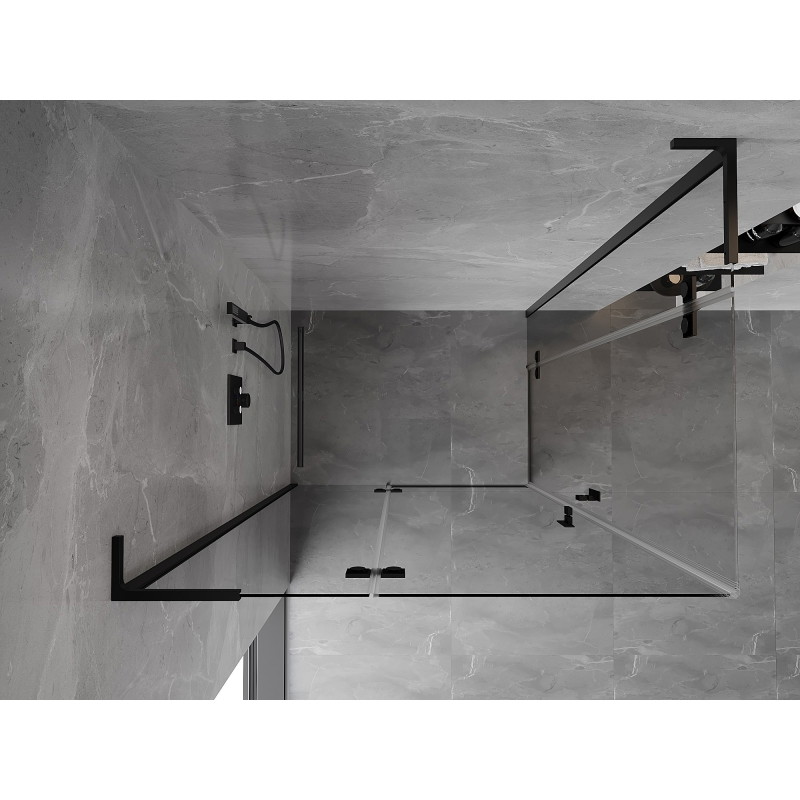 Mexen Mist-H L Duo dušinurk, vasak 120 x 80 cm, läbipaistev, must - 8A5L-120L-080P-70-00