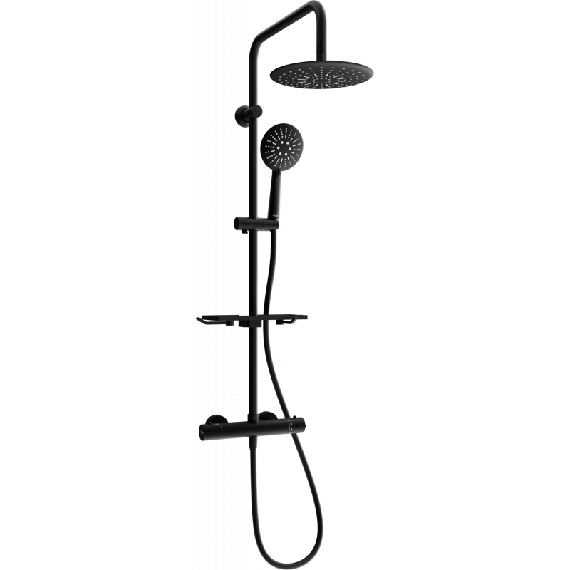 Mexen KT67 Aufputz-Duschset mit Regenduschkopf und Thermostatarmatur, schwarz - 771506793-70