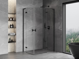 Mexen Mist-H L Dvostruka tuš kabina s desnim otvaranjem 90 x 120 cm, prozirna, crna - 8A5L-090L-120P-70-00