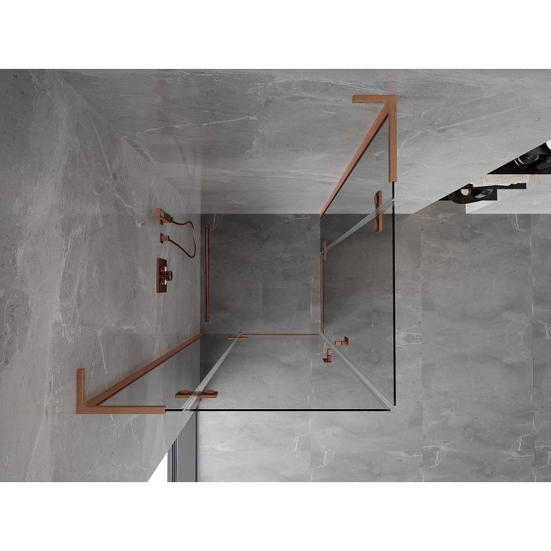 Mexen Mist-H L Duo cabine de duche com porta de batente 80 x 80 cm, transparente, cobre escovado - 8A5L-080L-080P-65-00