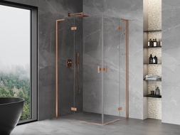 Mexen Mist-H L Duo lijeva tuš kabina s vratima 110 x 85 cm, prozirna, brušeni bakar - 8A5L-110L-085P-65-00