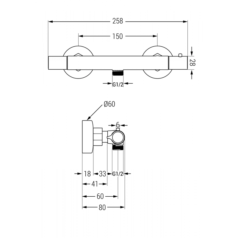 Mexen Slim thermostatische Duscharmatur, schwarz - 77105-70