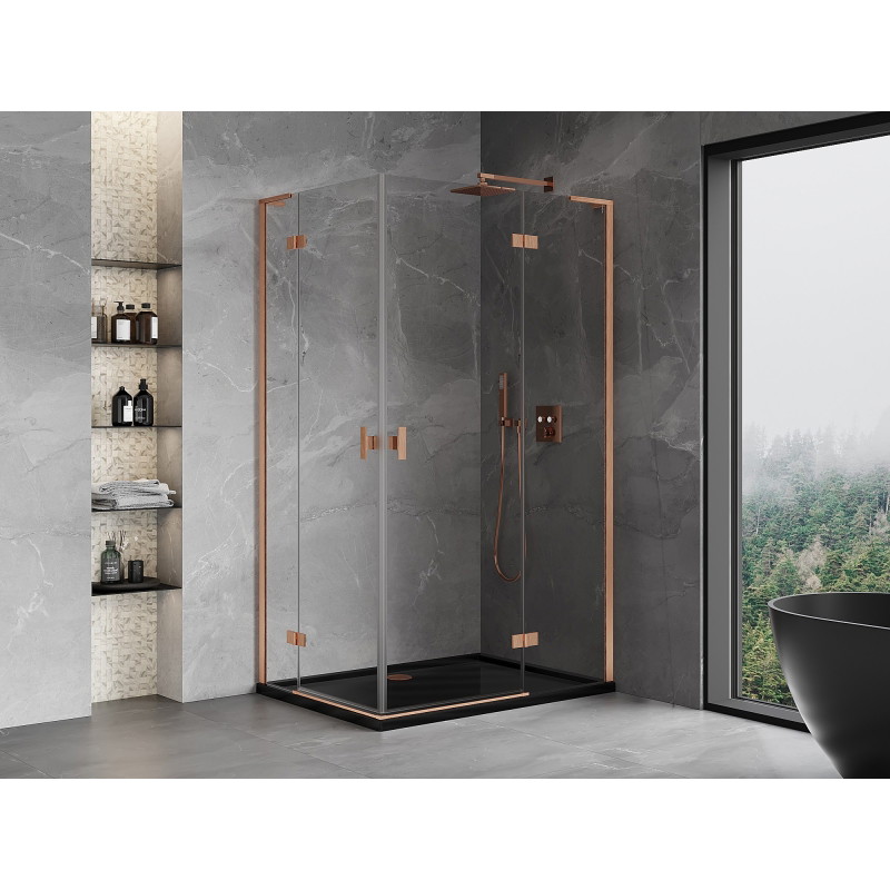Mexen Mist-H L Duo paremkabiin, parempoolne 80 x 110 cm, läbipaistev, harjatud vask - 8A5L-080L-110P-65-00