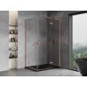 Mexen Mist-H L Duo Duschkabine, schwingtür, 75 x 90 cm, transparent, gebürstetes Kupfer - 8A5L-075L-090P-65-00