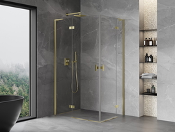 Mexen Mist-H L Duo cabine de douche pivotante 75 x 70 cm, transparent, or - 8A5L-075L-070P-50-00