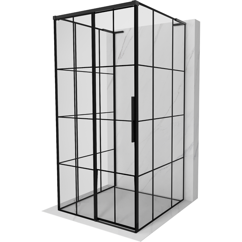 Mexen Rox-3S L kabina prysznicowa 3-ścienna rozsuwana lewa 90 x 90 cm, czarna kratka, czarna - 8C2L-090-090-70-77-3S-L