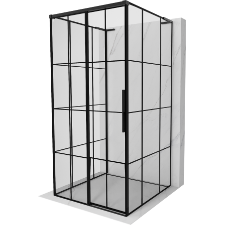 Mexen Rox-3S L tuš kabina s 3 zida, klizna lijeva 95 x 95 cm, crna rešetka, crna - 8C2L-095-095-70-77-3S-L