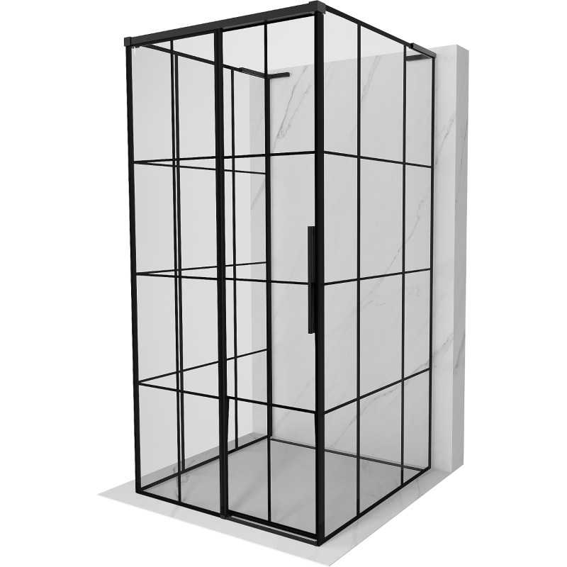 Mexen Rox-3S L 3-seinaline lükanddušikabiin, vasak, 100 x 100 cm, must ruudustik, must - 8C2L-100-100-70-77-3S-L