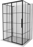 Mexen Rox-3S L 3-seinäinen liukuovi suihkukaappi vasen 95 x 120 cm, musta ruudukko, musta - 8C2L-095-120-70-77-3S-L