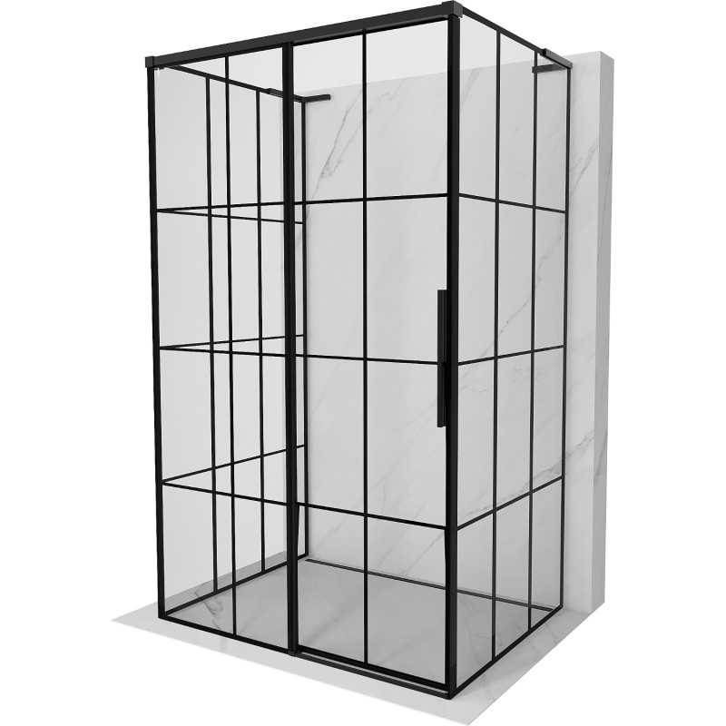 Mexen Rox-3S L 3-seinaline nihutatav vasak dušikabiin 135 x 120 cm, must ruudustus, must - 8C2L-135-120-70-77-3S-L