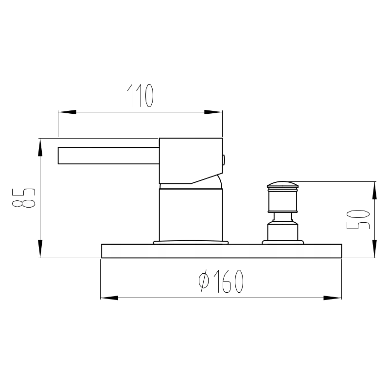Mexen Lua flush-mounted bathtub mixer tap, Chrome - 72835-00