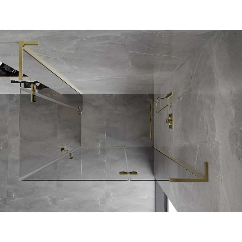 Mexen Mist-H L Duo kabina tuš s krilnim vratima desna 95 x 110 cm, prozirna, zlatna - 8A5L-095L-110P-50-00