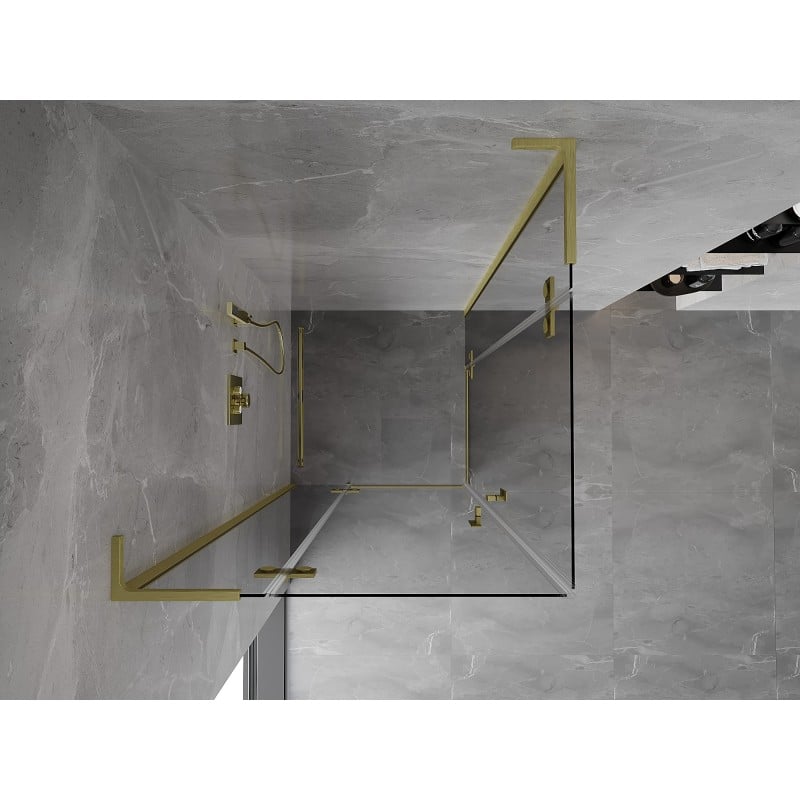Mexen Mist-H L Duo cabine de douche pivotante 110 x 110 cm, transparent, or brossé - 8A5L-110L-110P-55-00