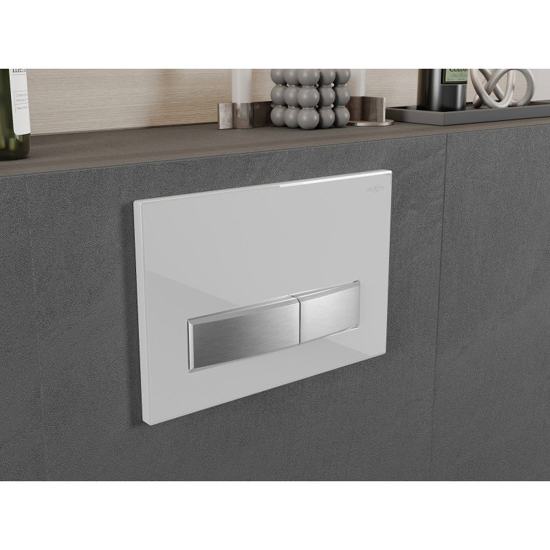 Mexen Fenix 09 spoelknop, wit/glanzend chroom - 600992