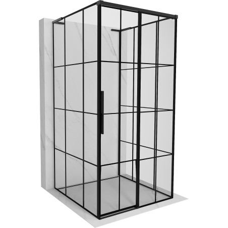 Mexen Rox-3S L kabina prysznicowa 3-ścienna rozsuwana prawa 110 x 110 cm, czarna kratka, czarna - 8C2L-110-110-70-77-3S-P