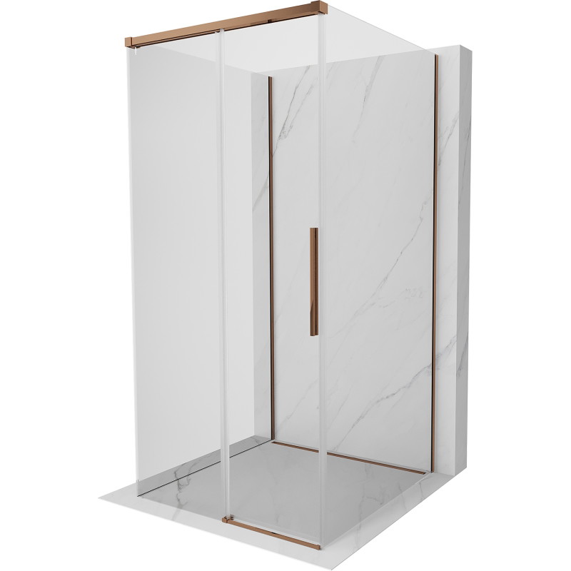 Mexen Rox-3S 3-seinaline nihutatav dušinurk 100 x 100 cm, läbipaistev, roosa kuld - 8C2-100-100-60-00-3S