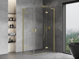 Mexen Mist-H L Duo Duschkabine Schwenktür rechts 105 x 120 cm, transparent, gebürstetes Gold - 8A5L-105L-120P-55-00
