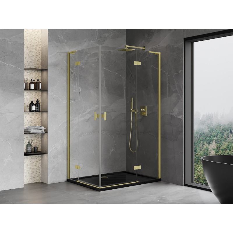 Mexen Mist-H L Duo cabine de douche pivotante droite 95 x 105 cm, transparente, or brossé - 8A5L-095L-105P-55-00