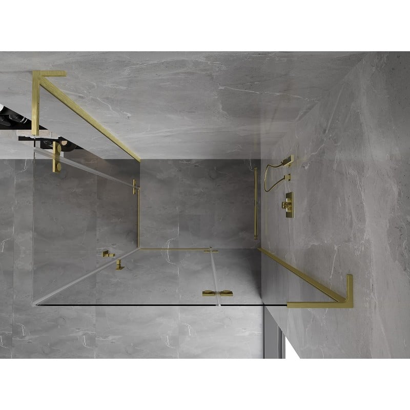 Mexen Mist-H L Duo cabine de douche pivotante droite 80 x 100 cm, transparent, or brossé - 8A5L-080L-100P-55-00