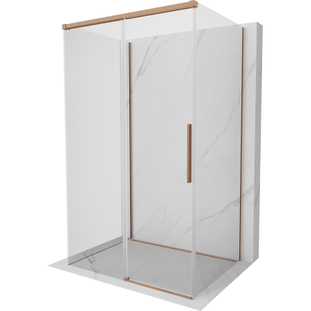 Mexen Rox-3S 3-seinaline lükandustega dušinurk 125 x 70 cm, läbipaistev, harjatud vask - 8C2-125-070-65-00-3S
