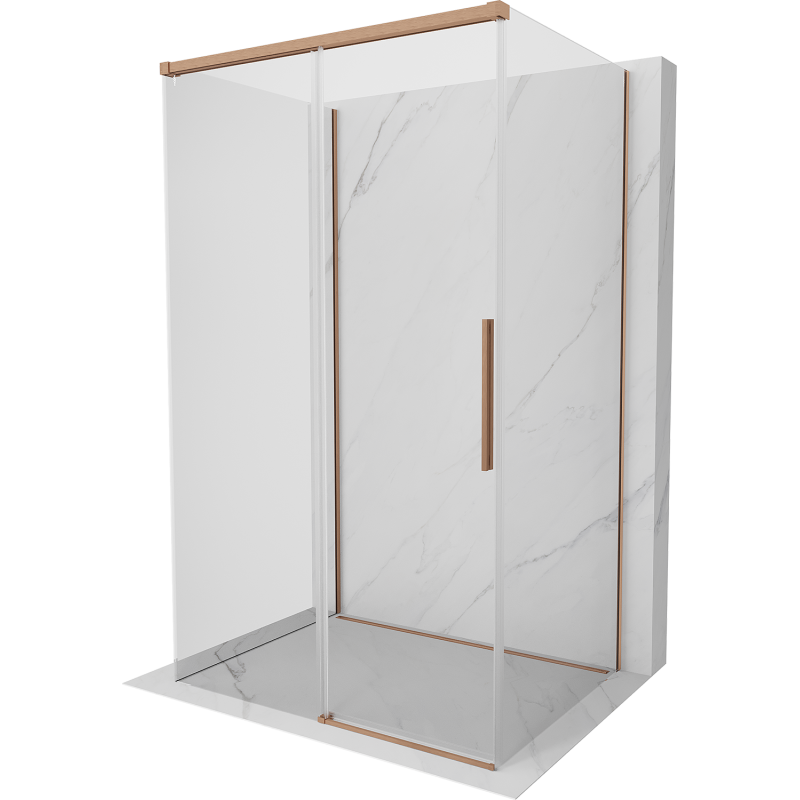 Mexen Rox-3S cabina doccia a 3 pareti scorrevole 155 x 70 cm, trasparente, rame spazzolato - 8C2-155-070-65-00-3S