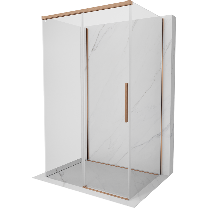 Mexen Rox-3S 3-sided sliding shower cabin 135 x 85 cm, transparent, brushed copper - 8C2-135-085-65-00-3S