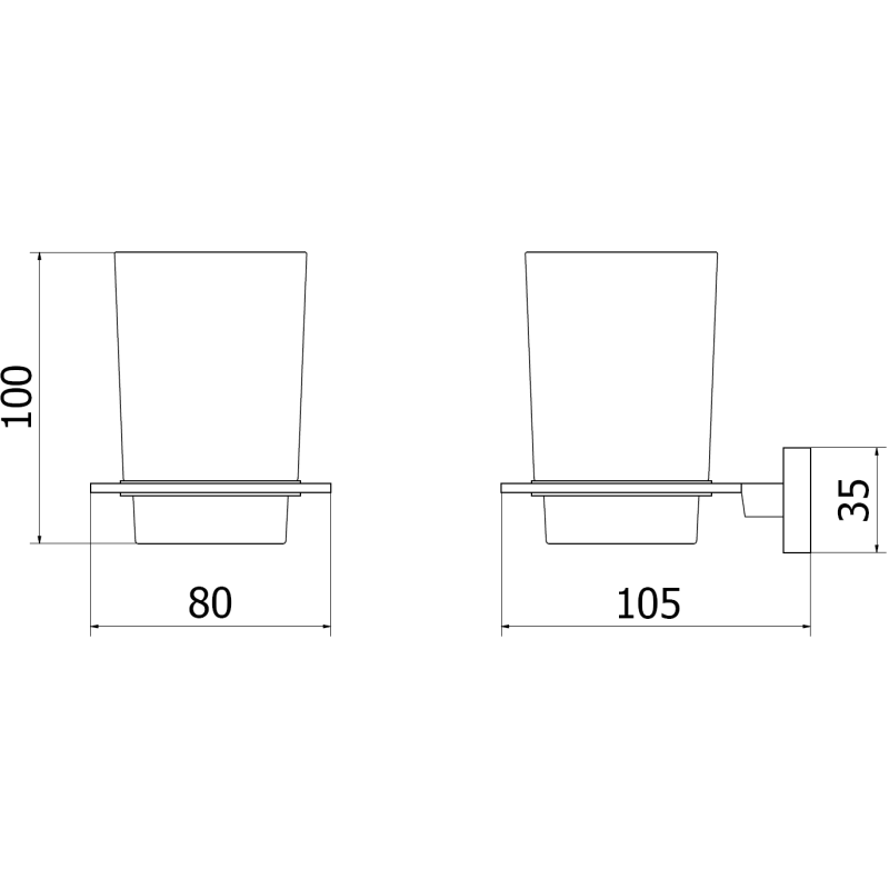 Mexen Arno kubek na szczoteczki, black chrome - 7020738-73