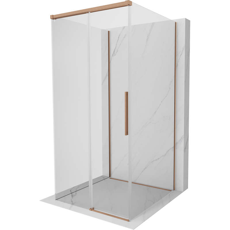 Mexen Rox-3S kabina prysznicowa 3-ścienna rozsuwana 90 x 90 cm, transparent, miedź szczotkowana - 8C2-090-090-65-00-3S