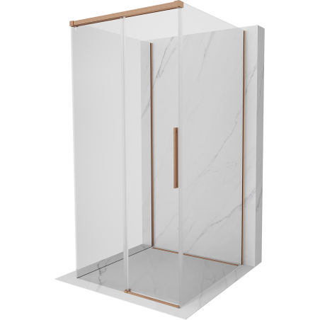Mexen Rox-3S kolmekülgne dušinurk, liugustega, 110 x 110 cm, läbipaistev, harjatud vask - 8C2-110-110-65-00-3S