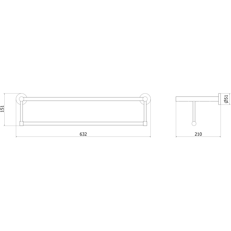 Mexen Remo towel rail, gold - 7050720-50