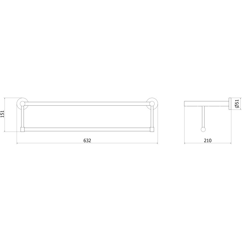 Mexen Remo handdoekplank, zwart - 7050720-70