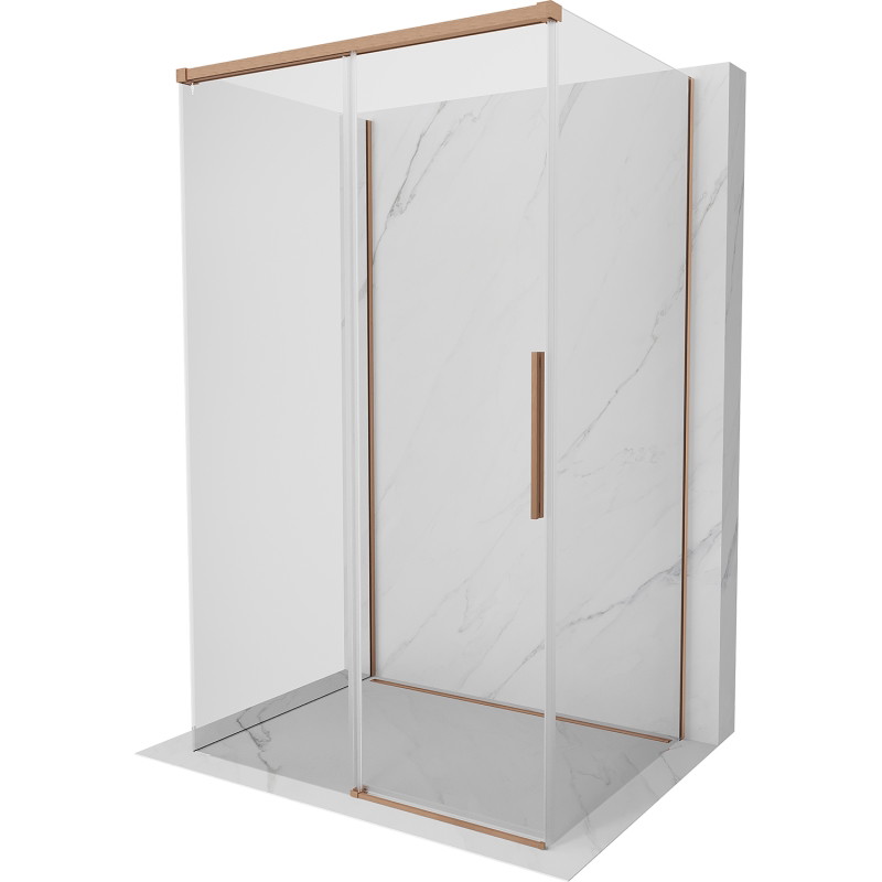 Mexen Rox-3S 3-seinaline 130 x 110 cm liugustega dušikabiin, läbipaistev, harjatud vask - 8C2-130-110-65-00-3S