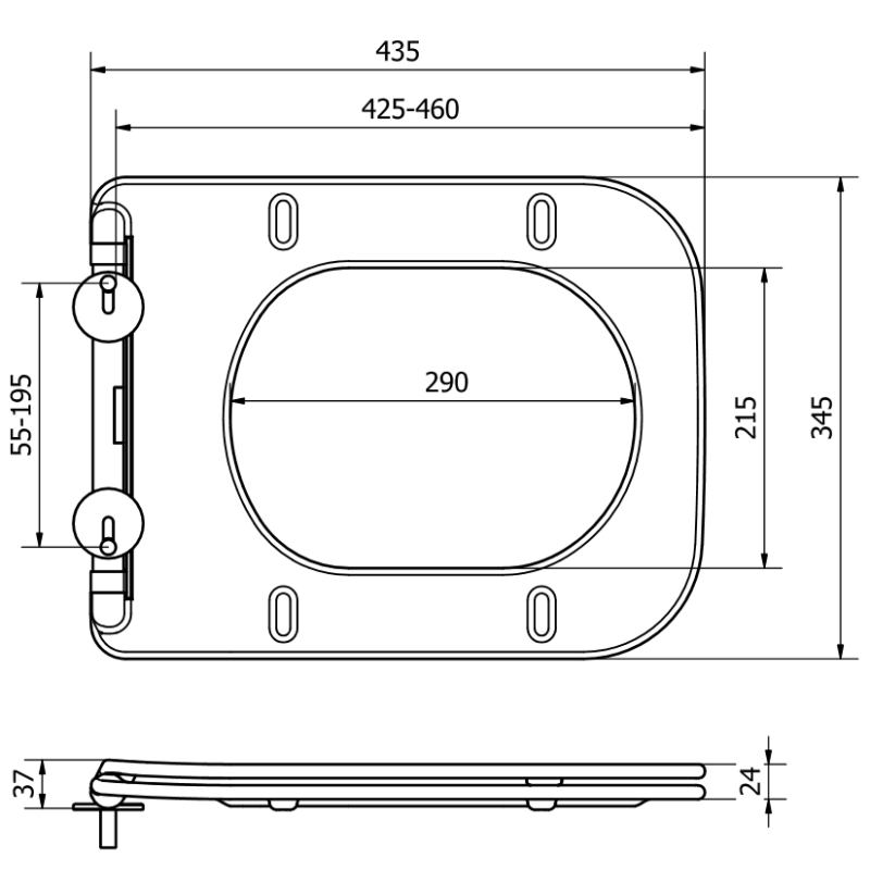 Mexen slim slow-closing toilet seat, duroplast, white gloss - 39090100