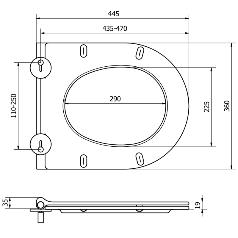 Mexen slanke langzaam sluitende toiletbril, duroplast, wit glans - 39050100