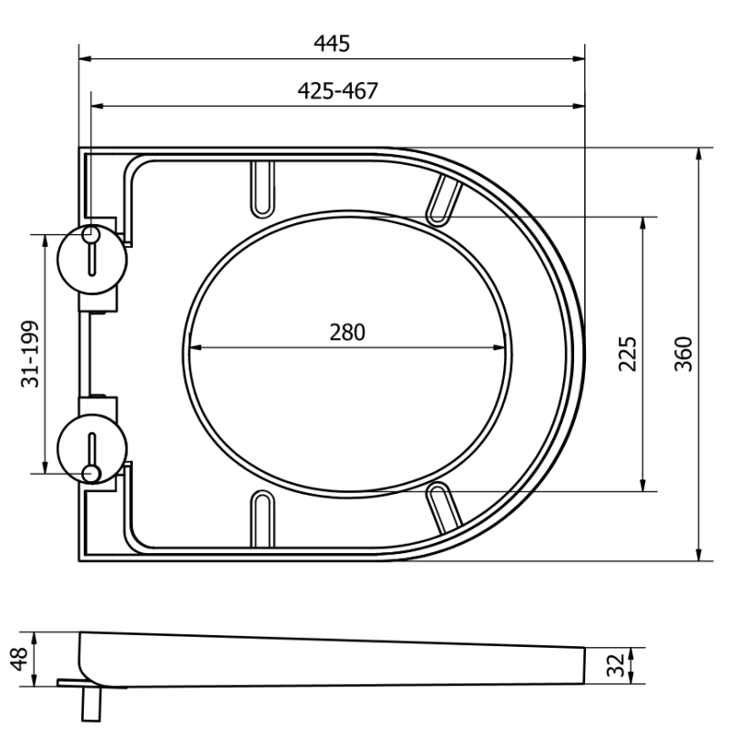 Mexen hårt långsamt stängande lock, duroplast, vit glans - 39020100