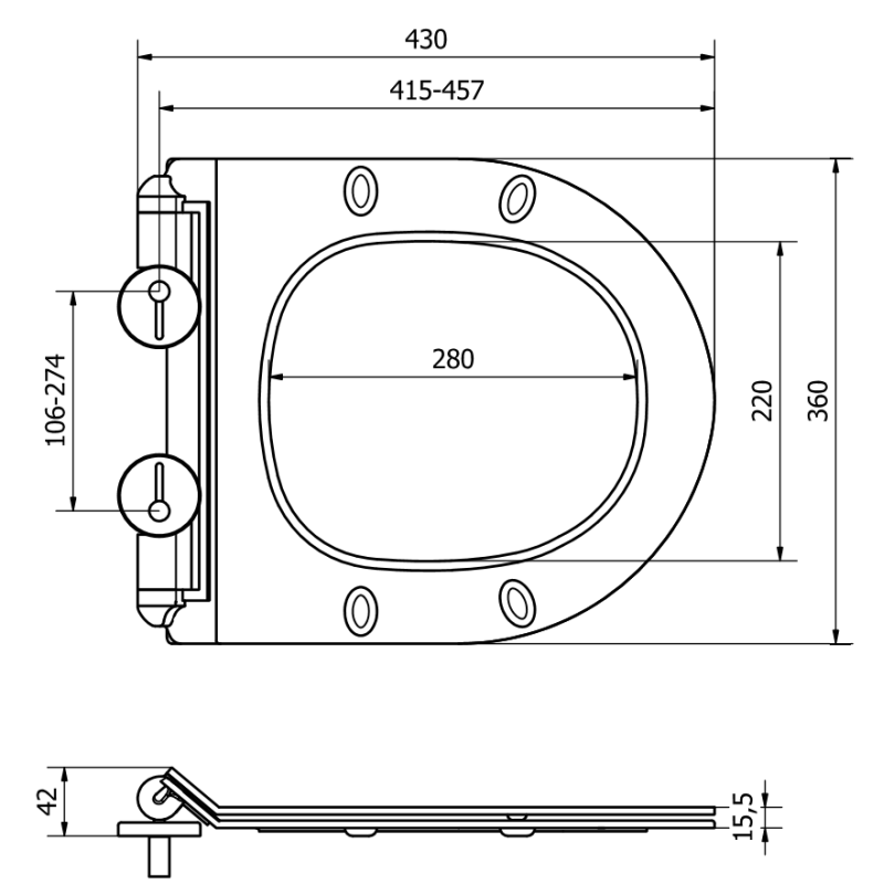 Mexen hidassulkeutuva slim-kansi, duroplast, kiiltävä valkoinen - 39010100