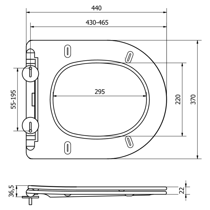 Mexen lunette de toilette à descente amortie slim, duroplast, noir mat - 39100185