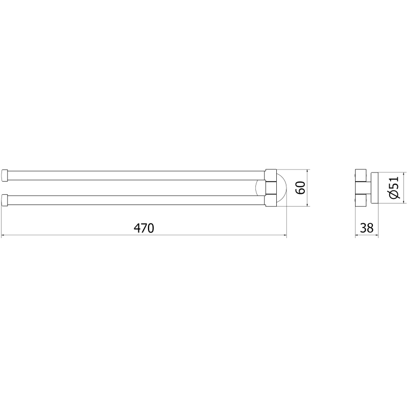 Mexen Remo podwójny obrotowy wieszak na ręcznik, nikiel szczotkowany - 70507255-97