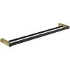 Mexen Base toallero doble, negro/dorado - 7088225-57