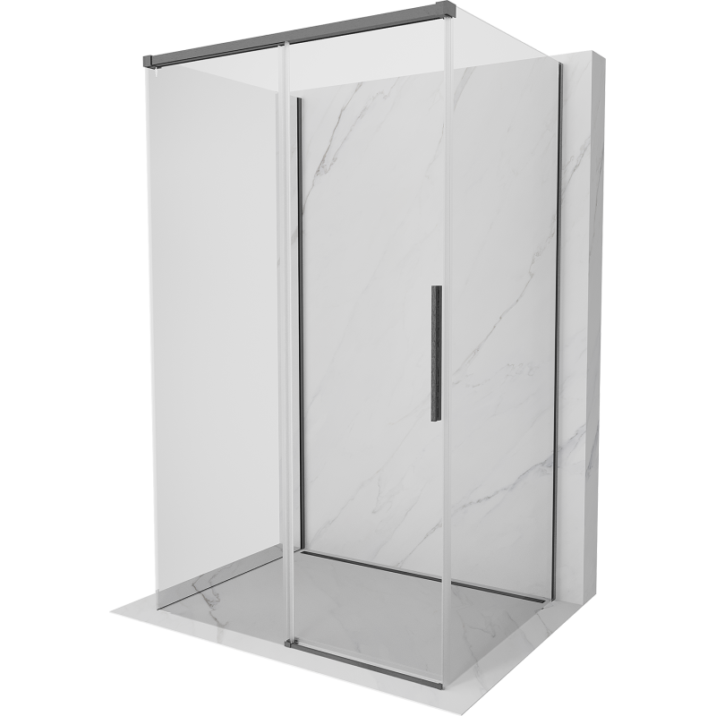 Mexen Rox-3S kabina prysznicowa 3-ścienna rozsuwana 155 x 120 cm, transparent, gun gray szczotkowany - 8C2-155-120-66-00-3S